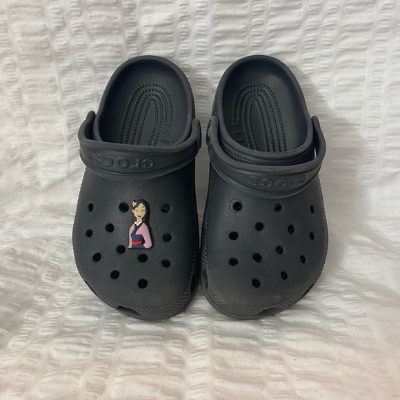 Junior Size 1 Black Crocs with Milan Jibbitz. - Picture 2 of 9